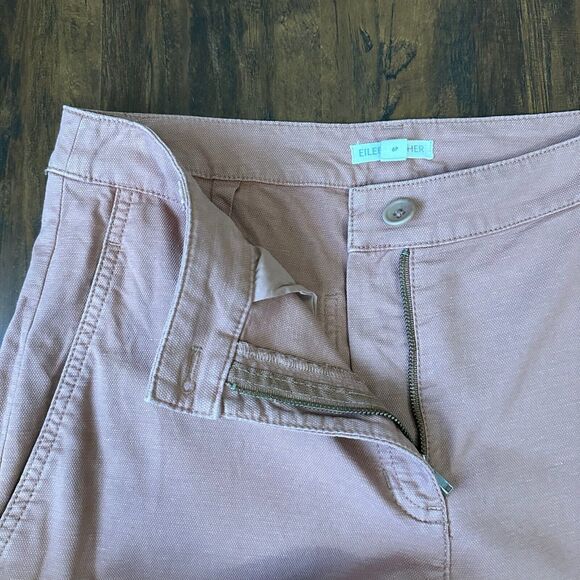 EILEEN FISHER Cotton Hemp Stretch Straight Pants Chino Washed Red - Picture 3 of 12